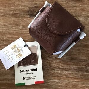 Moscardini Italian made leather golf ball and tee case NWT